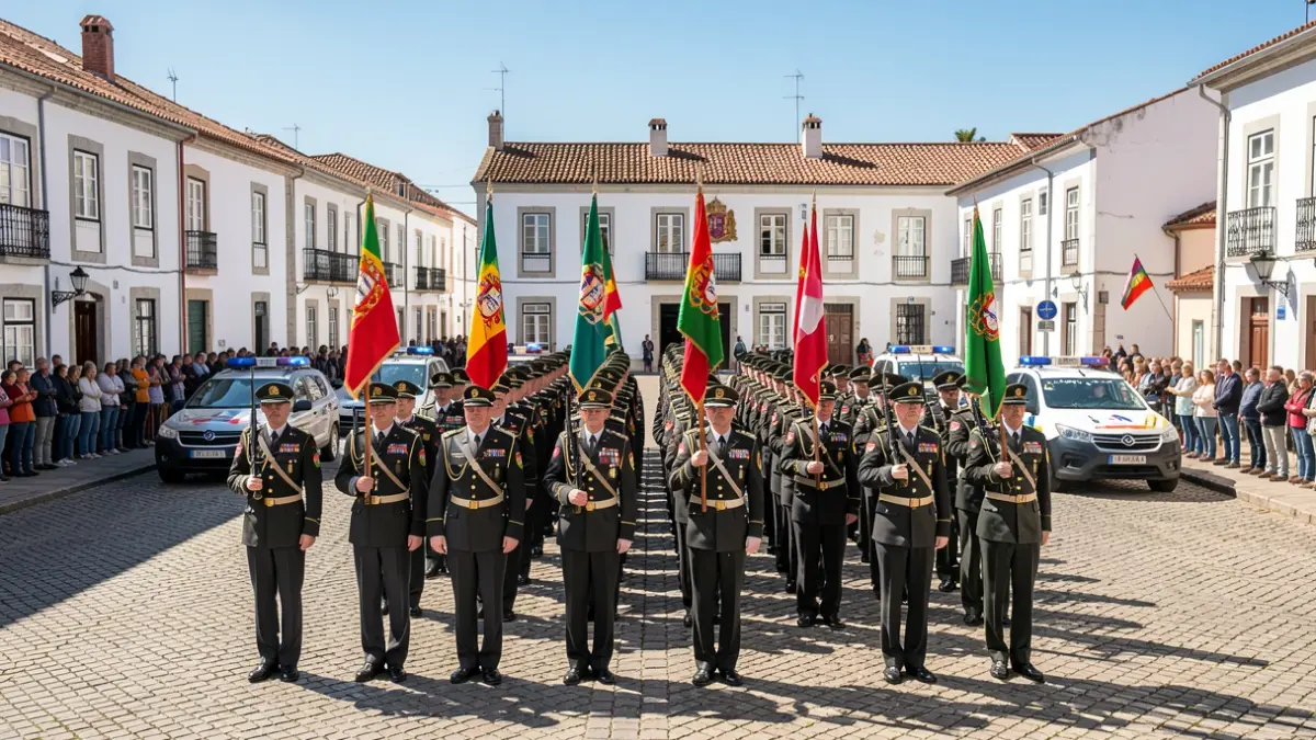 Imagen genérica de una ceremonia militar con elementos de la GNR en formación en una plaza pública.