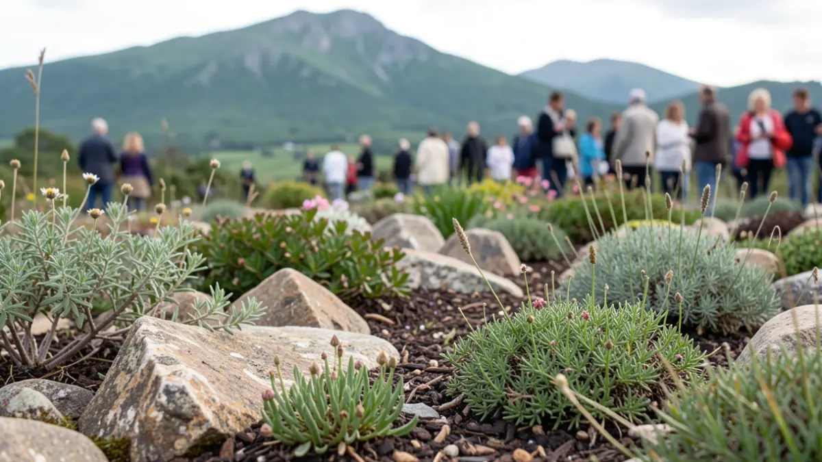 Imagen genérica de un jardín temático con rocas y plantas autóctonas.