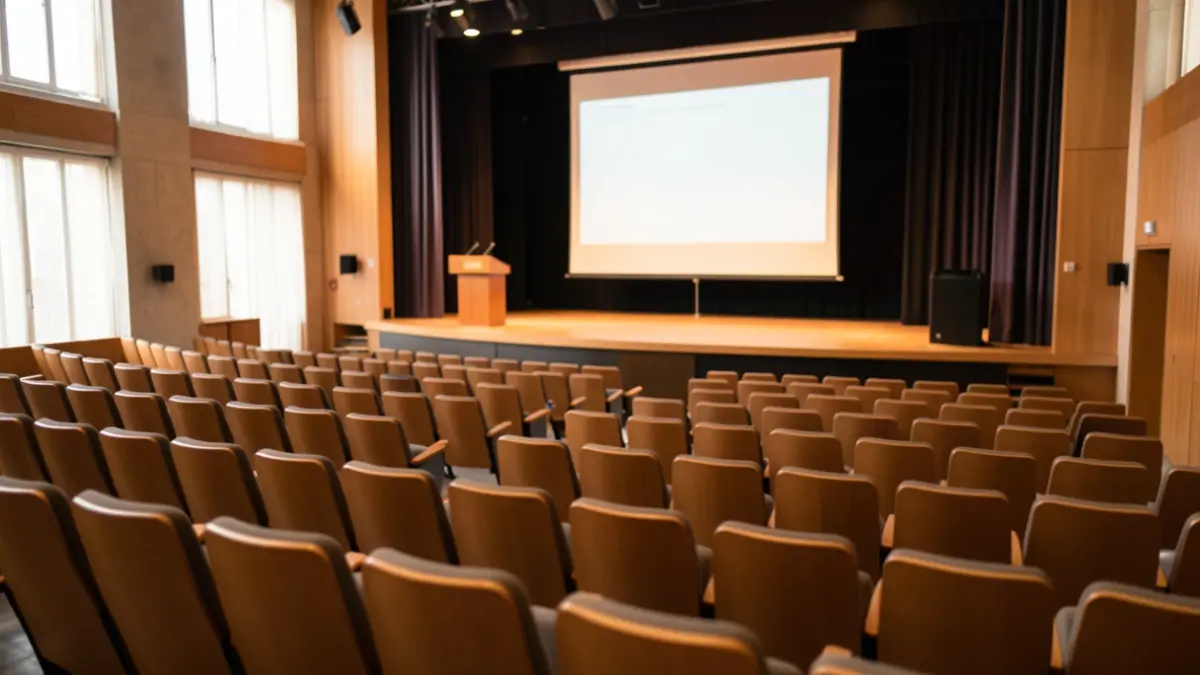 Generic image of a cinema room with empty chairs and a screen in the background.