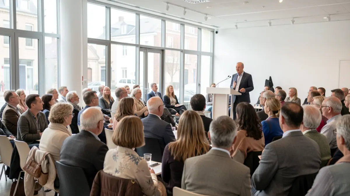 Image of a seminar on inclusion with audience and speaker.