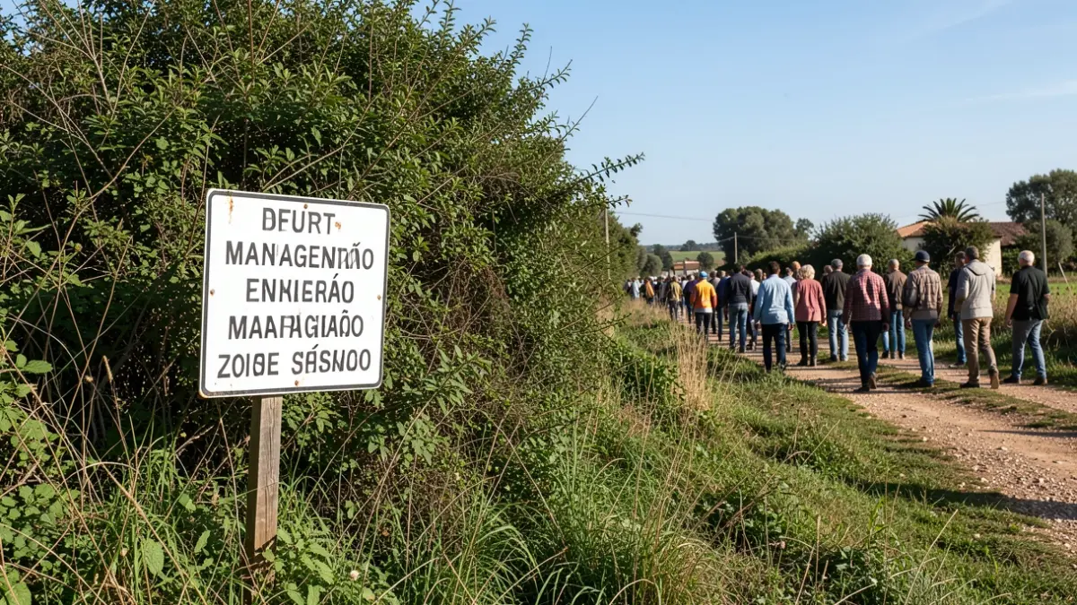 Generic image of signage indicating the start of fuel management works in a Portuguese rural area.
