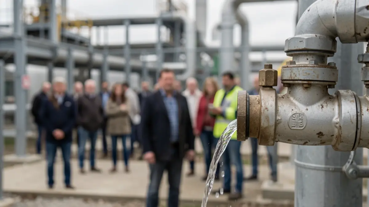 Imagen genérica de una conexión de tubería de agua en infraestructuras industriales.
