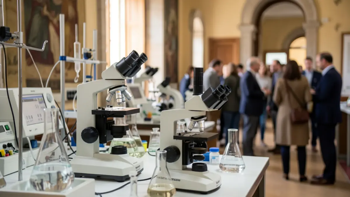 Imagen genérica de un laboratorio de investigación universitario con equipamiento científico.