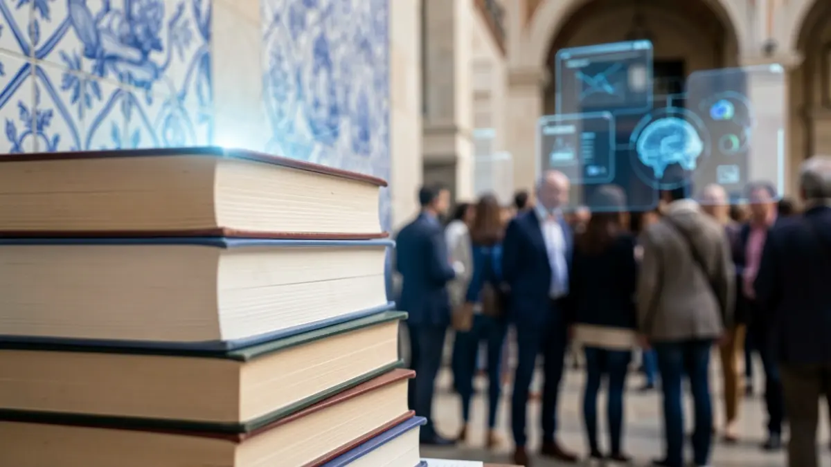 Generic image of an open book with a subtle glow, suggesting knowledge. In the background, blurred abstract shapes allude to artificial intelligence and technology.