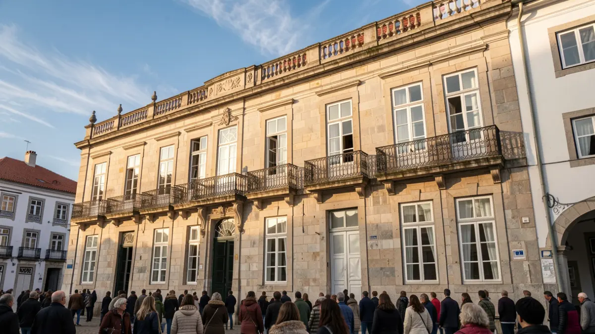 Generic image of a rehabilitation center with traditional Portuguese architecture in the sun.