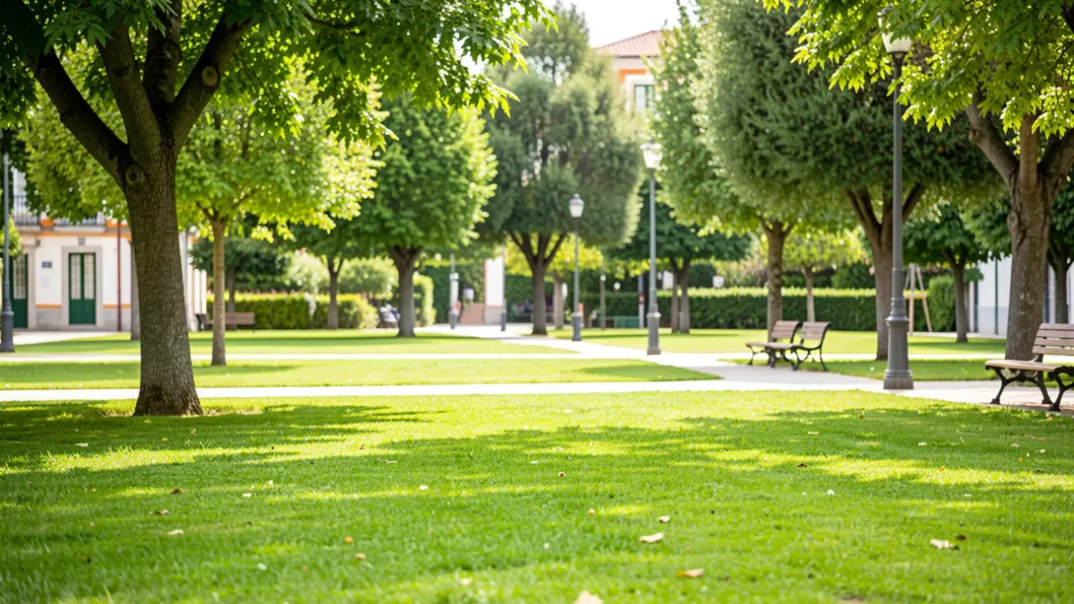 Generic image of a clean and well-maintained public green area in Portugal, with vegetation and possibly a path.