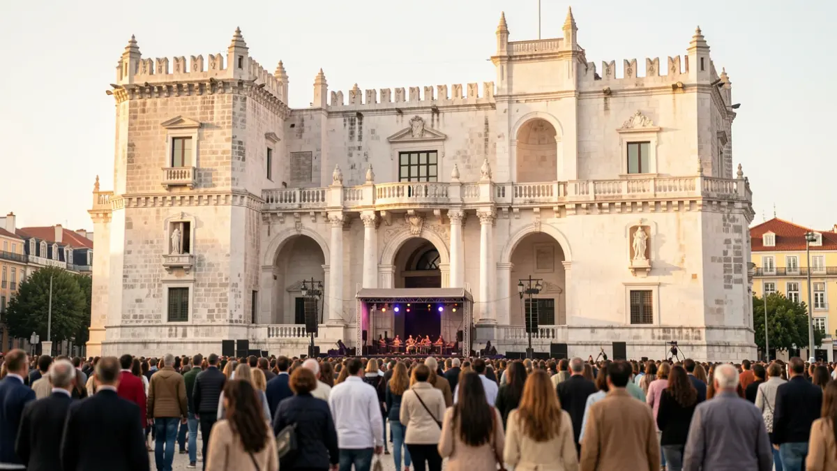 Fachada do Centro Cultural de Belém em Lisboa, com arquitetura distinta e luz de fim de tarde.