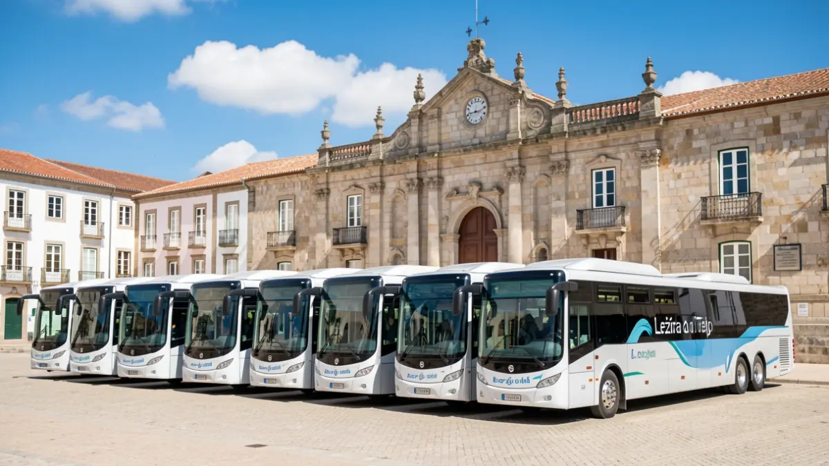 Fleet of 16 new electric buses in Santarém, Portugal.