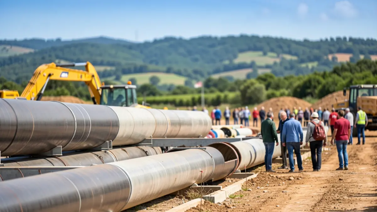 Imagem de obras de construção de infraestruturas em Vila Boa de Quires.