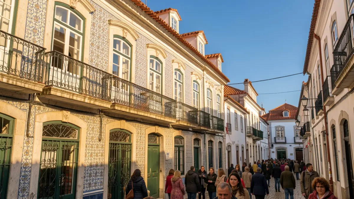 Imagem genérica de uma fachada de edifício tradicional português com azulejos e varanda, luz de fim de tarde.