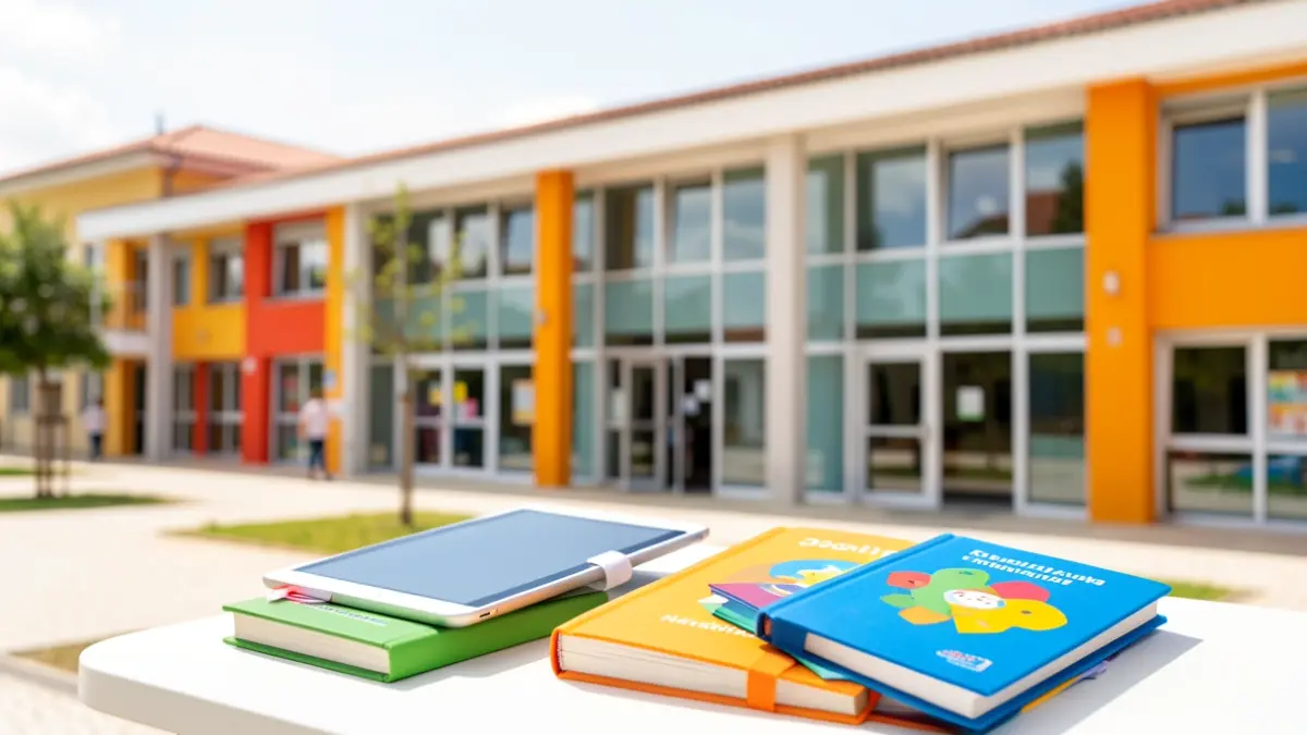 Generic image of a modern educational facility in Portugal, featuring diverse learning materials.