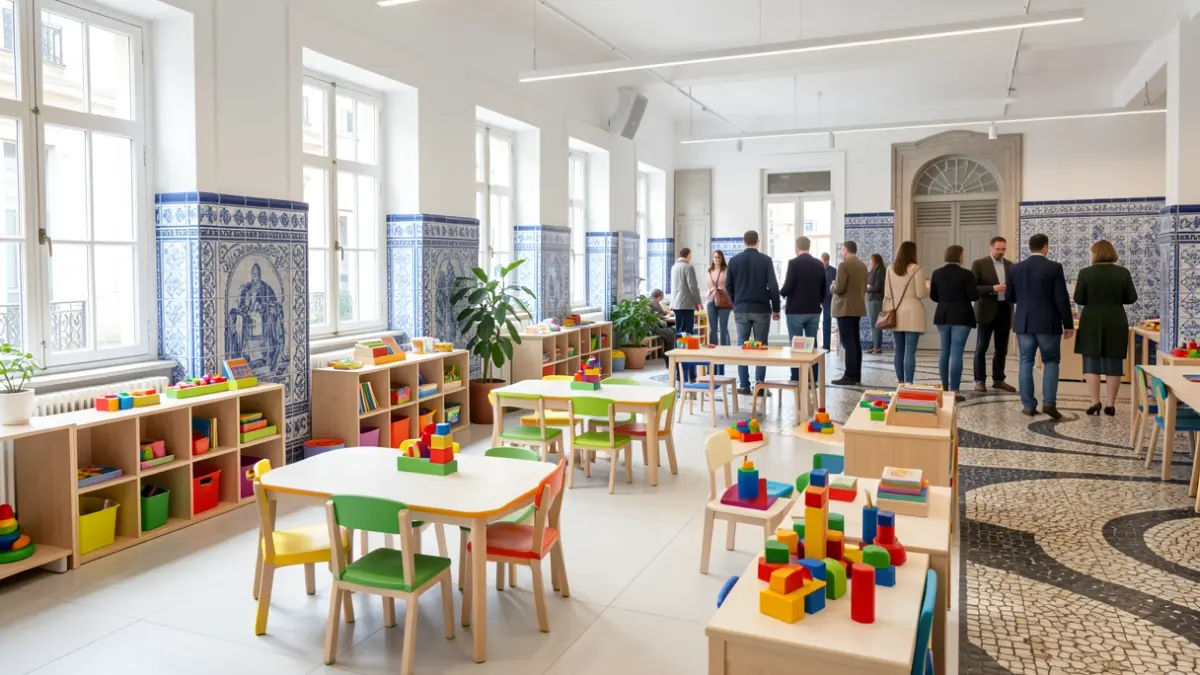 Imagem de uma creche moderna em Matosinhos com novas vagas disponíveis.