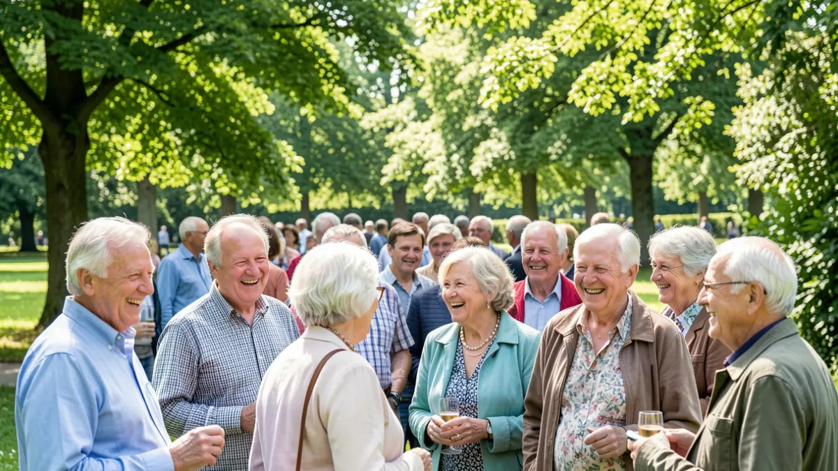 Image of elderly people socializing and participating in outdoor activities, celebrating the Month of the Elderly.