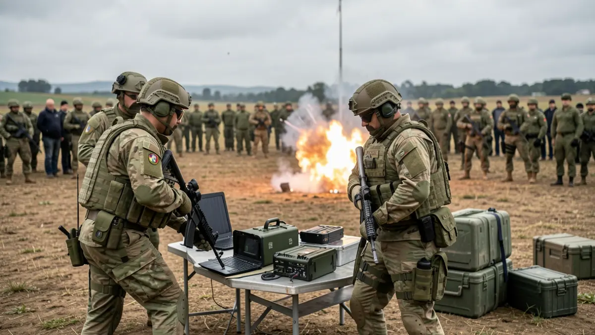 Portuguese soldiers training against improvised explosive devices in Slovakia.