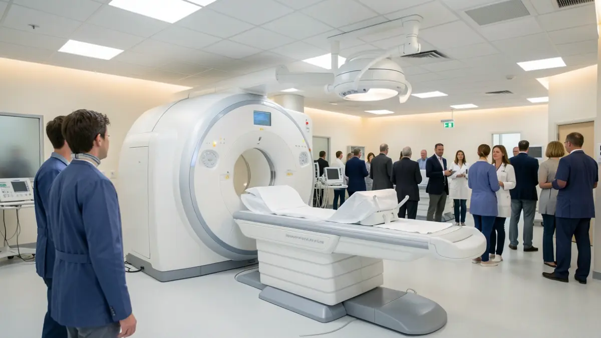 Generic image of advanced hospital imaging equipment, including MRI and CT scanners.