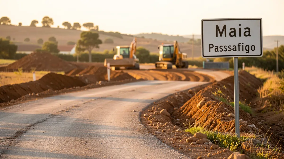 Image of a municipal road under construction in the Alentejo region, Portugal.