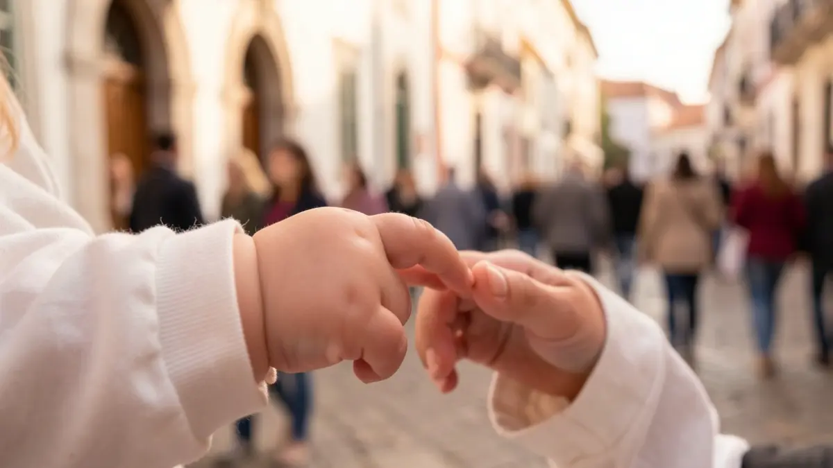 Generic image of a baby's hands holding an adult finger, with a blurred background and warm light.