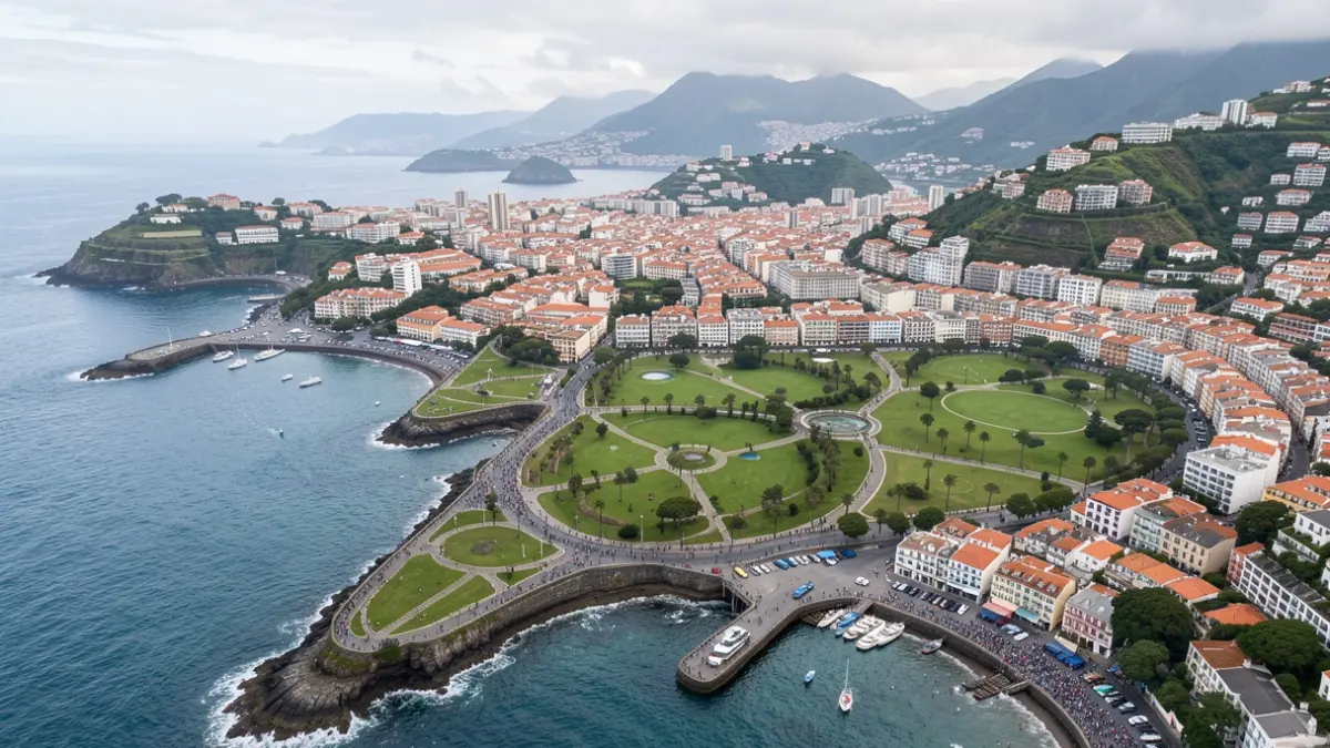 Generic image: madeira, with an aerial view focusing on urban planning and green spaces.