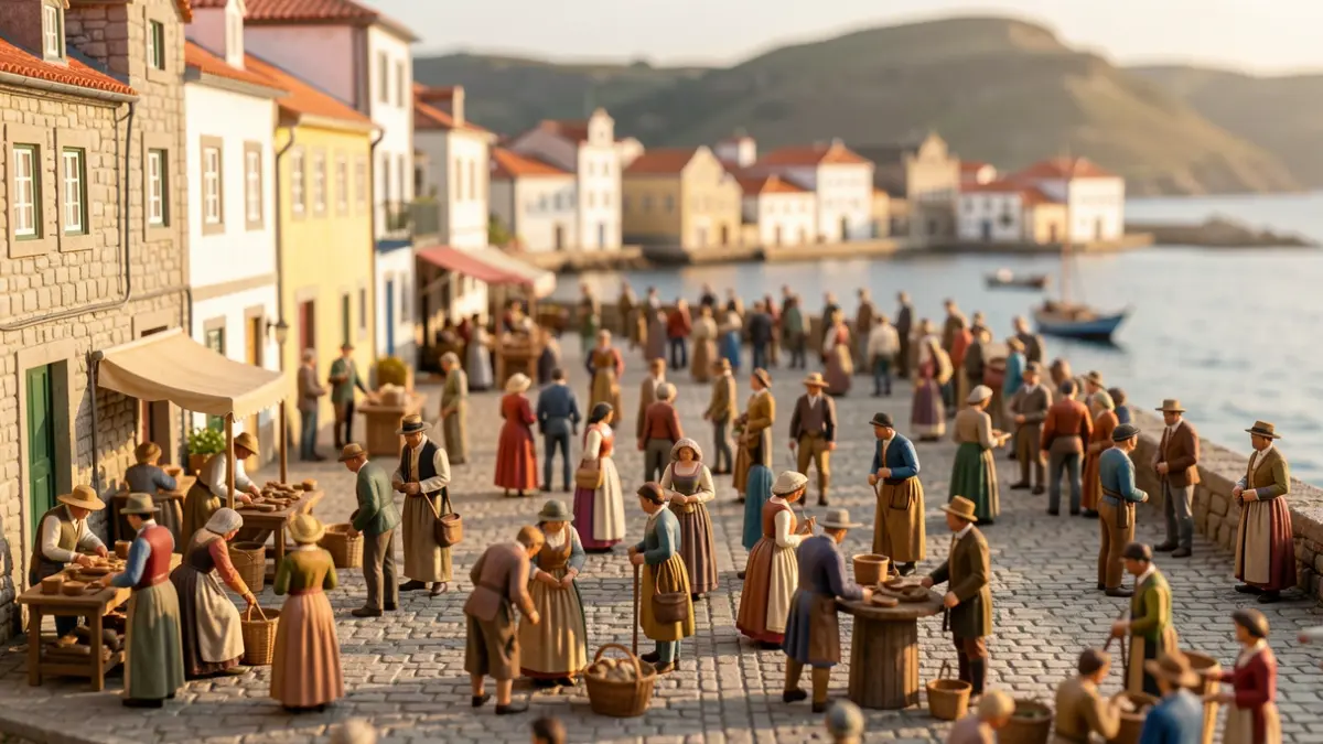 Generic image of miniature figures depicting the daily life and traditions of a Portuguese fishing village.