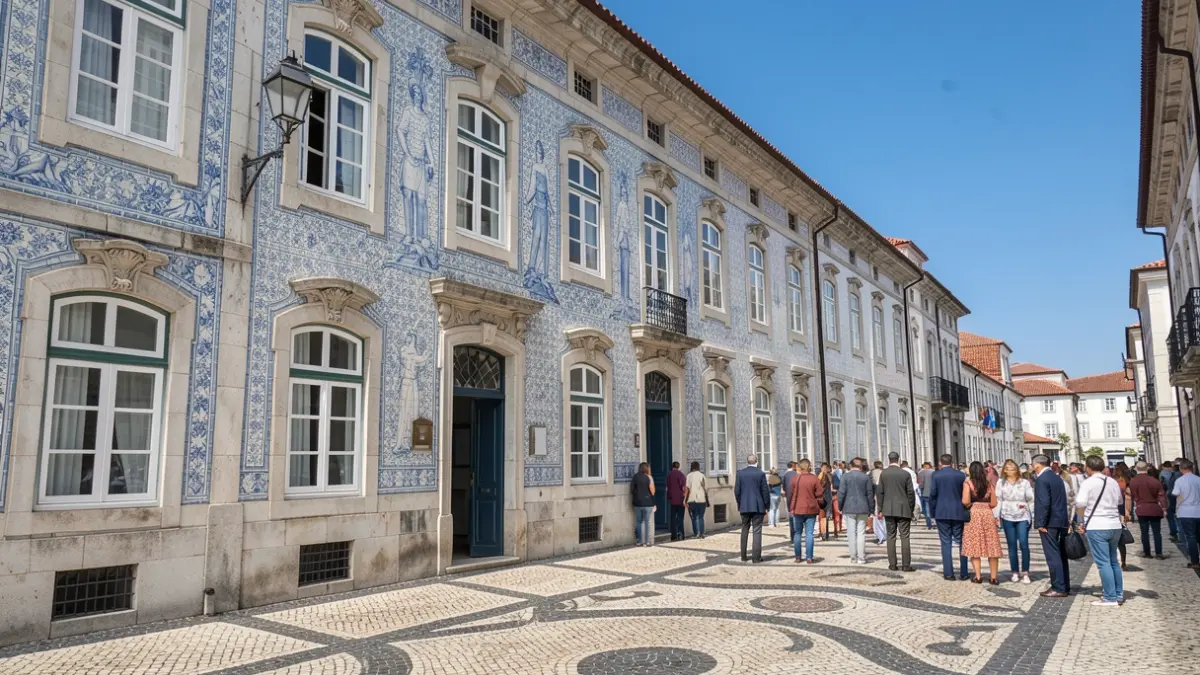 Imagem genérica de uma fachada de faculdade universitária com elementos arquitetónicos portugueses.