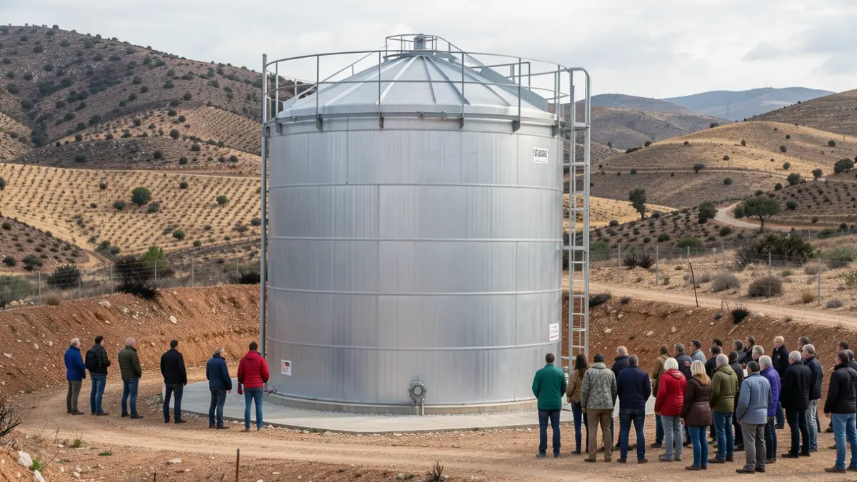 Generic image of a large water reservoir installed in a rural area of Portugal, aimed at strengthening fire fighting efforts.