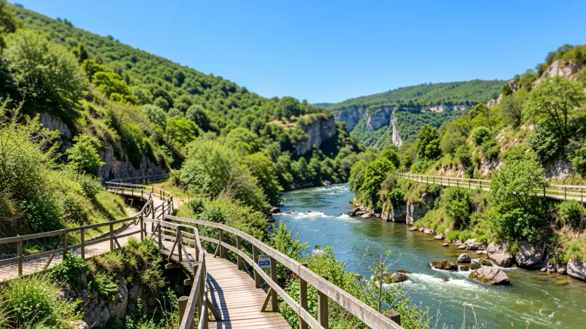 Imagem genérica de uma paisagem natural com passadiços de madeira.