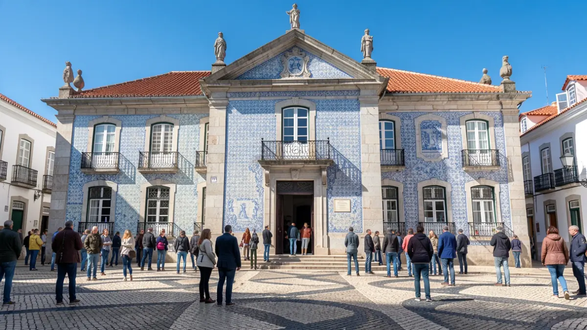 Generic image of a Portuguese institutional building facade with traditional architecture.