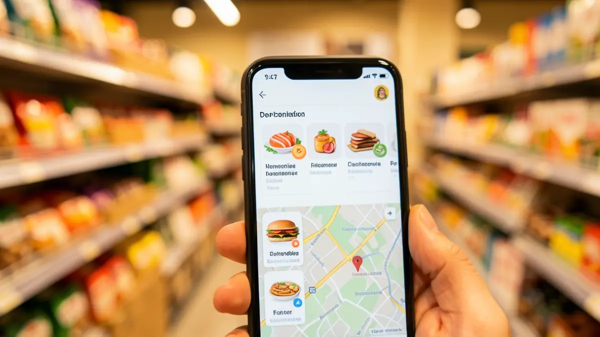 Generic image of a mobile phone screen displaying a food donation app.