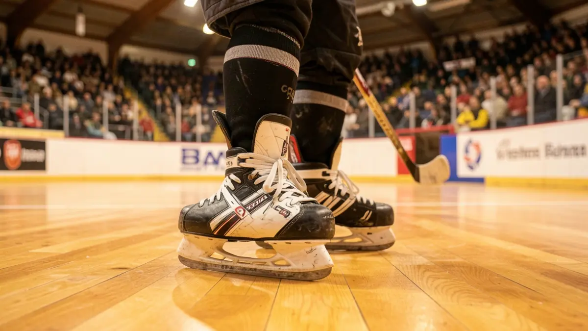 Imagen genérica de patines de hockey en pabellón deportivo.