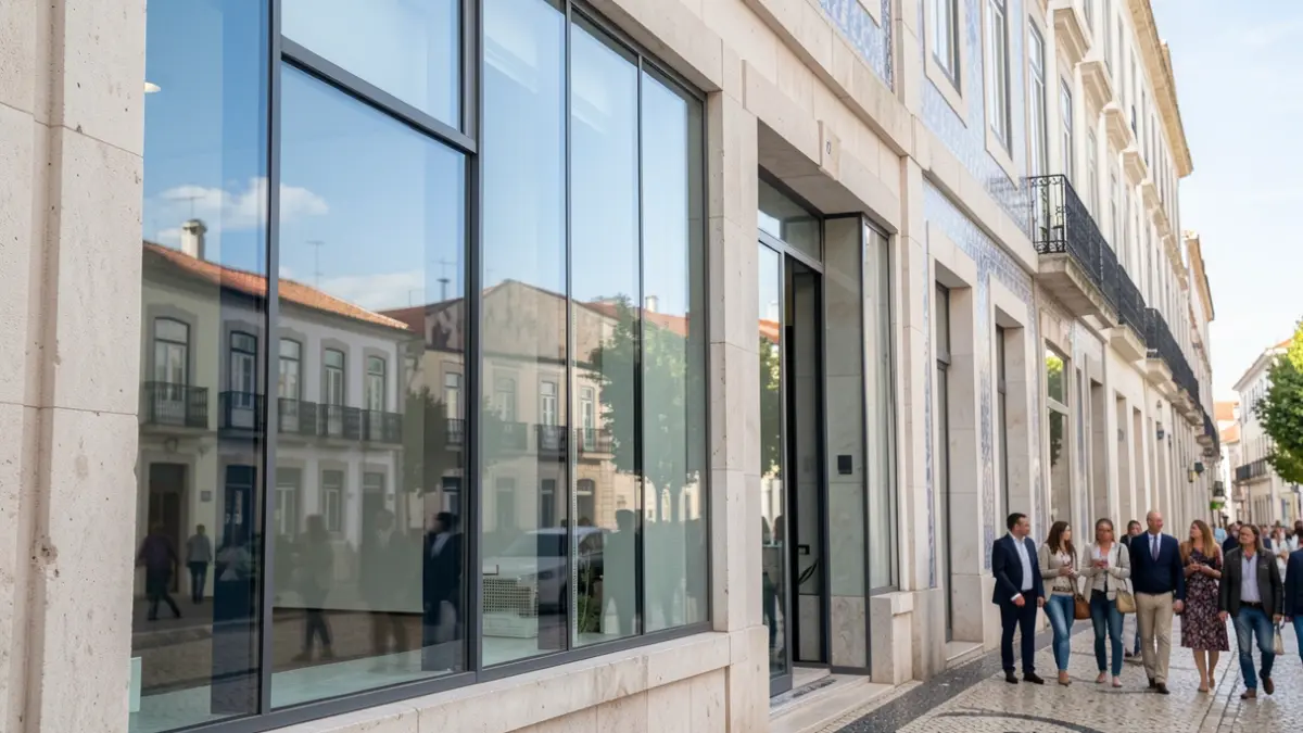 Imagen genérica de una fachada de edificio moderno con reflejos del cielo azul, simbolizando innovación.