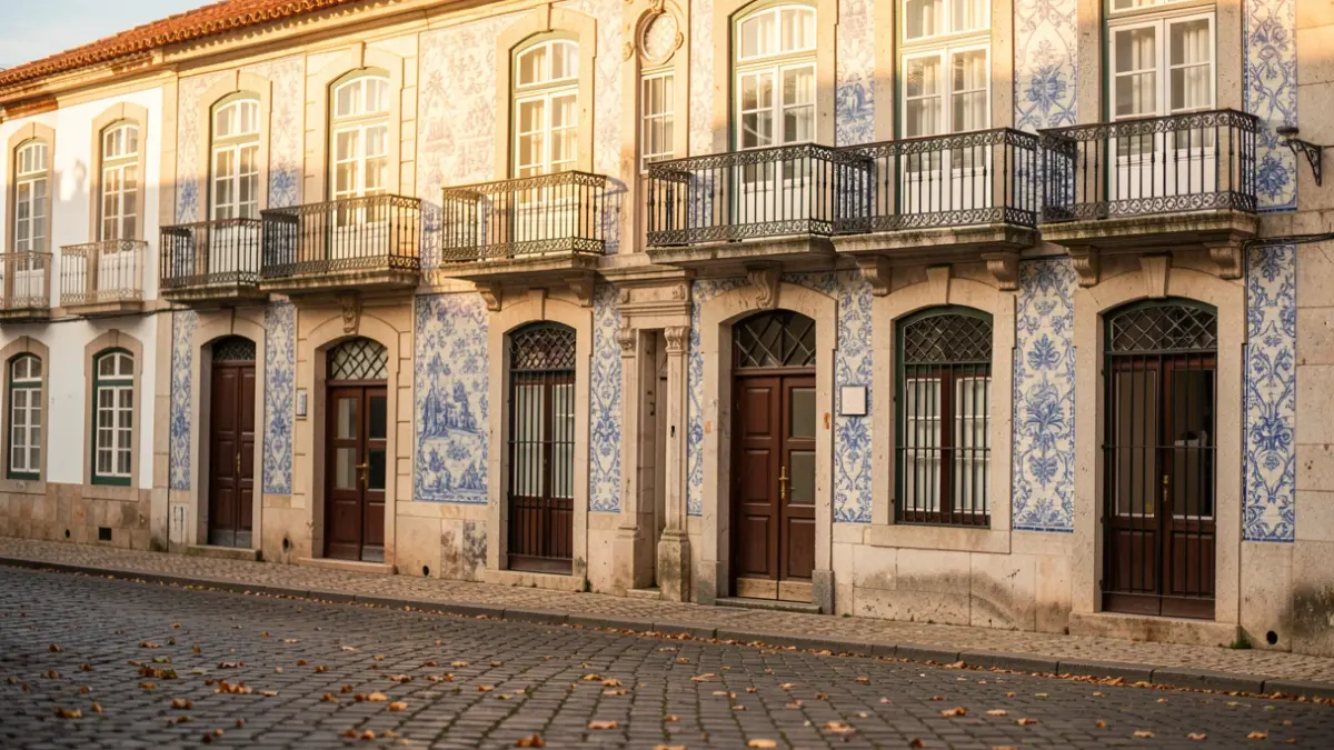 Imagem genérica de uma fachada de edifício histórico português com azulejos e varandas, sob luz solar de fim de tarde.