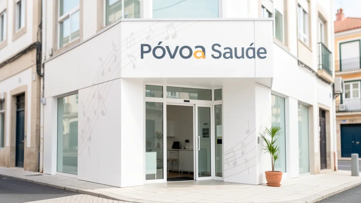 Fachada da clínica Póvoa Saúde em Póvoa de Varzim, um novo espaço dedicado à saúde e bem-estar.