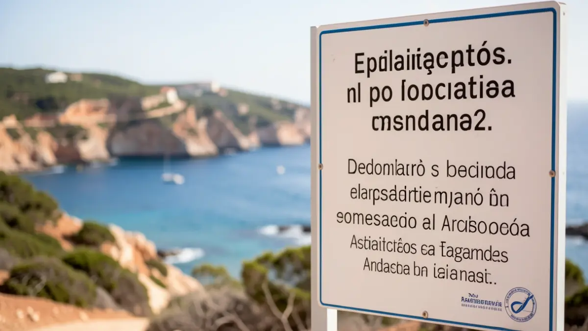 Generic image of an official notice for applications to a maritime program, with a blurred background of the Algarve coast.
