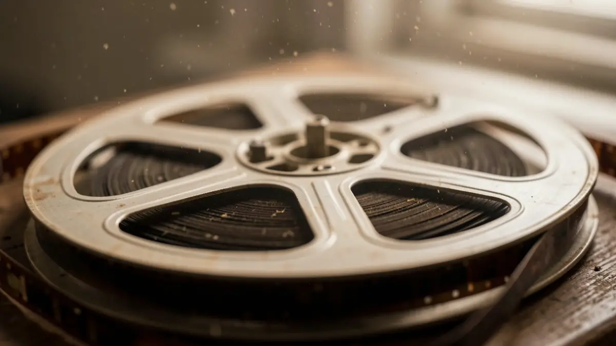 Generic image of an old film reel with dust motes in the air, soft, diffused light, evoking contemplation and the passage of time.