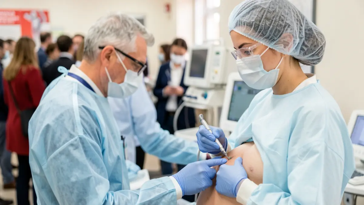 Generic image of a medical screening event, focusing on a healthcare professional examining a patient.