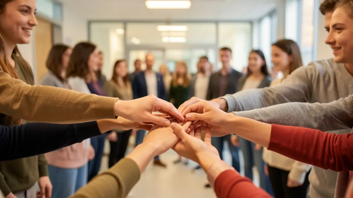 Generic image of young people's hands participating in health activities.