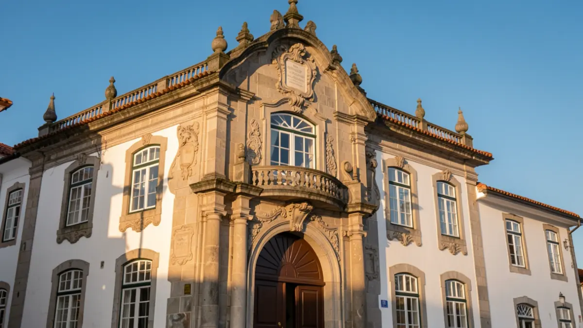 Generic image of a municipal building facade with traditional Portuguese architectural details.