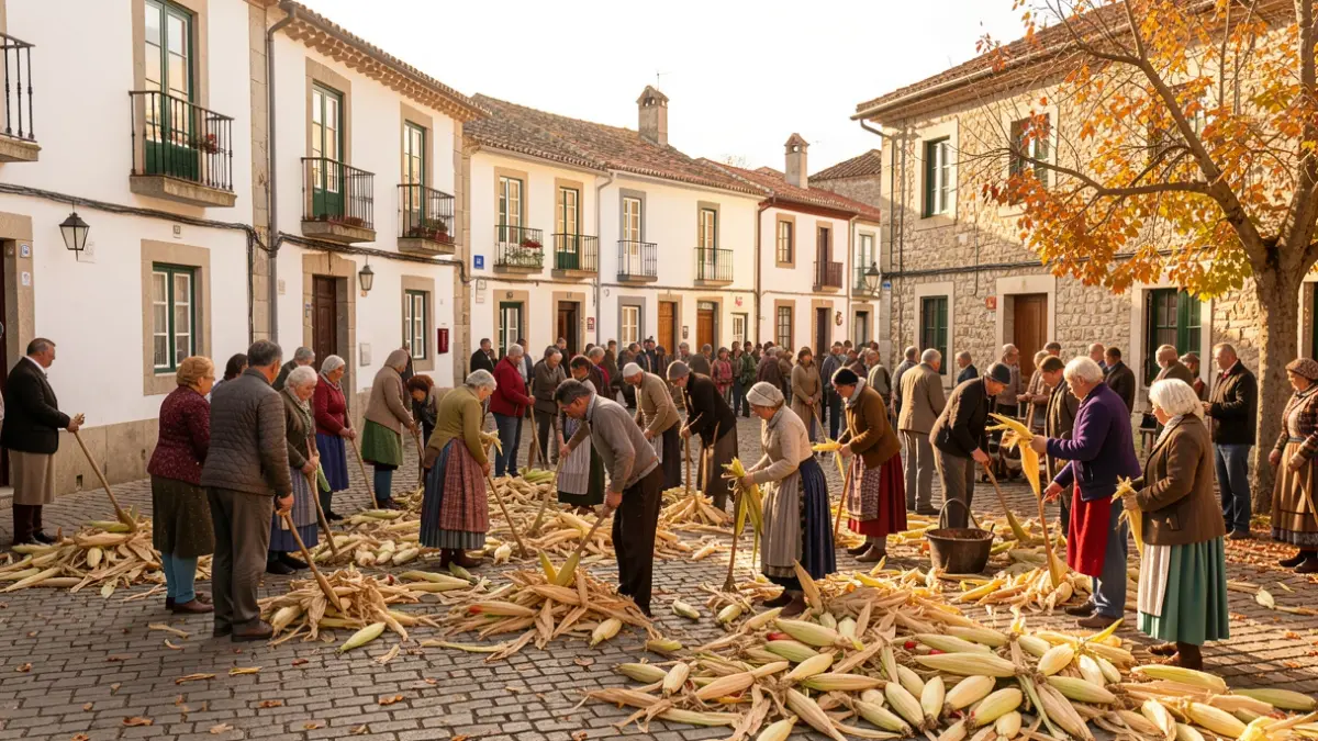 Comunidad de Soajo recrea tradición de desfolhada en fiesta de otoño.
