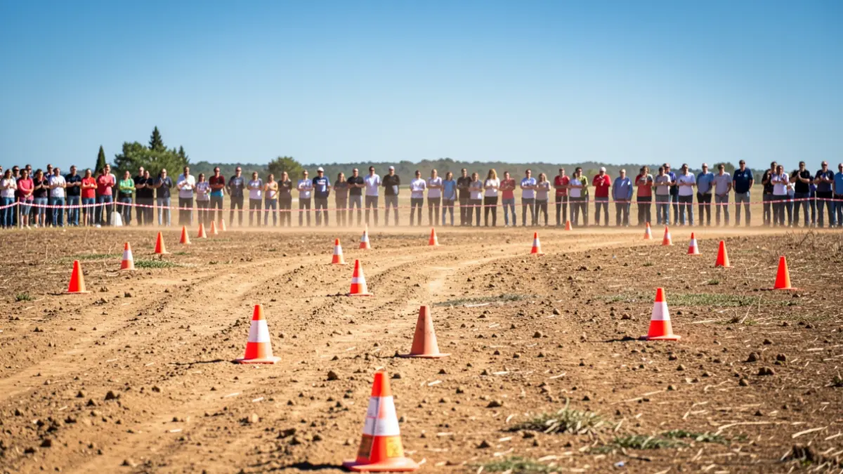 Imagen genérica de una zona de espectáculo de rally en Portugal, con público a lo lejos.