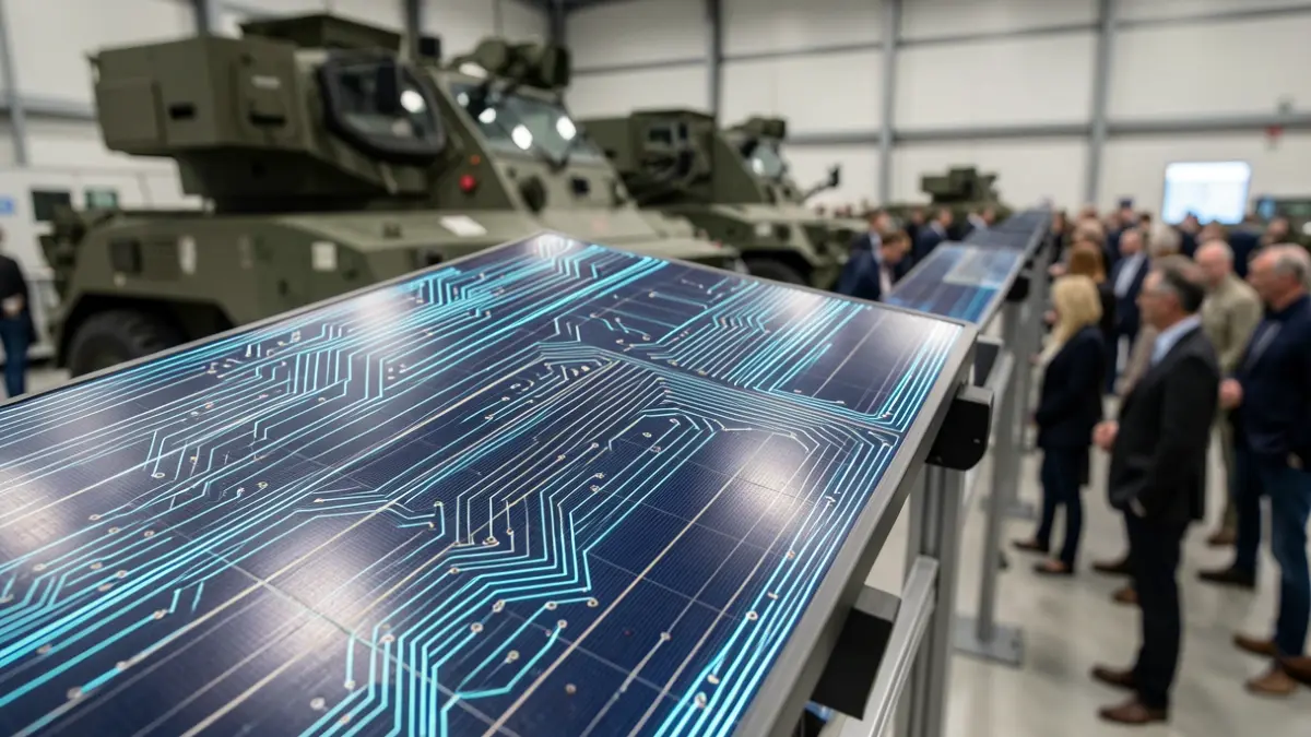 Imagem genérica de um painel fotovoltaico flexível e adaptável com detalhes de circuito.