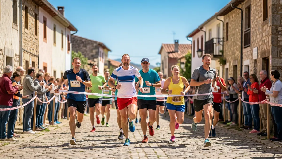 Imagen de atletas cruzando la meta en una carrera de trail running en Santa Catarina de Sítimos.