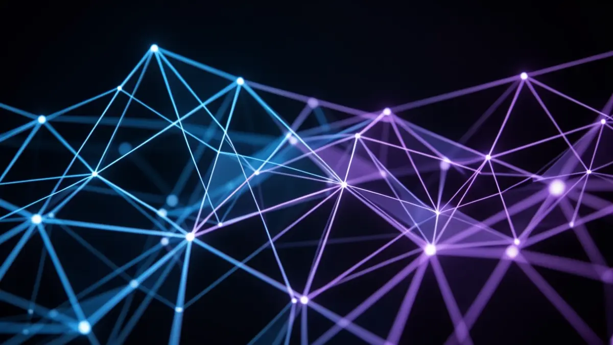 Imagen genérica de una representación abstracta de tecnología e inteligencia artificial con líneas de red brillantes.