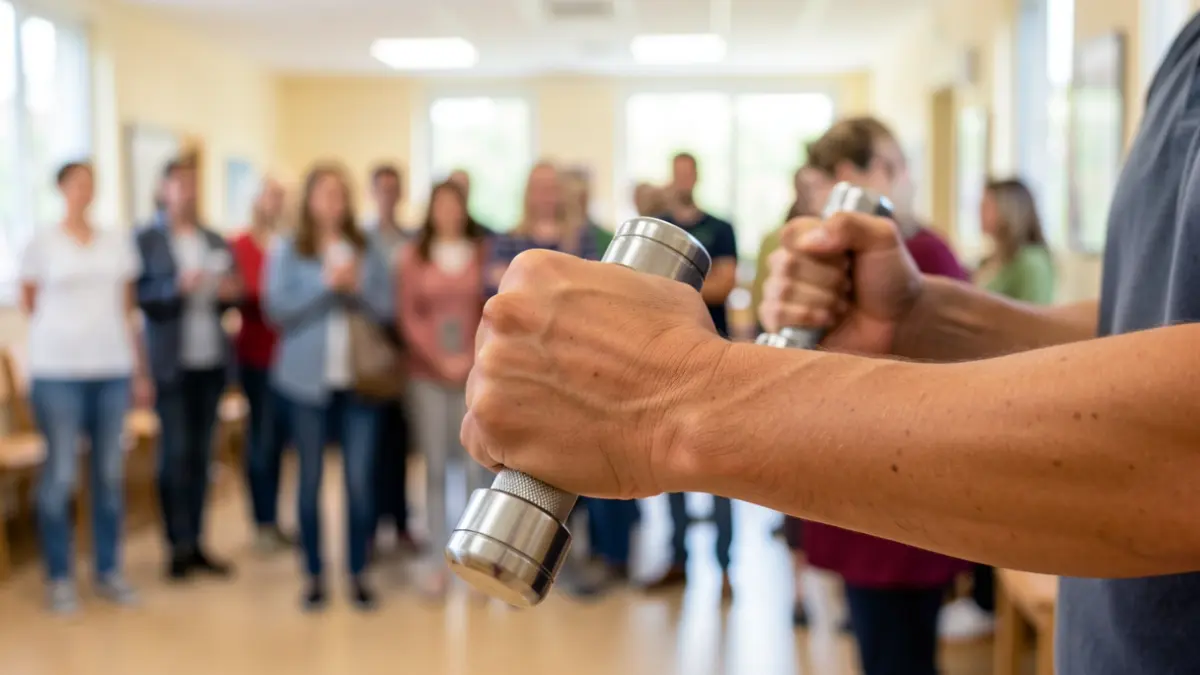Generic image of hands performing physical exercise in a health setting.