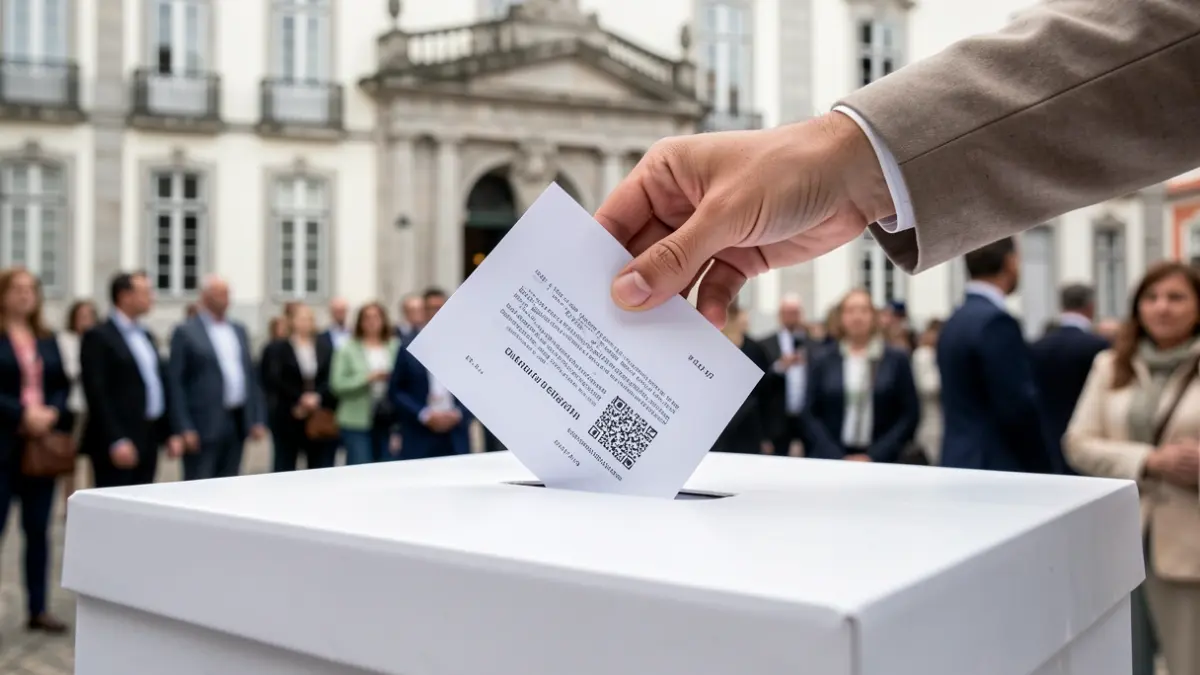 Generic image of a ballot box with a hand dropping a vote into it.