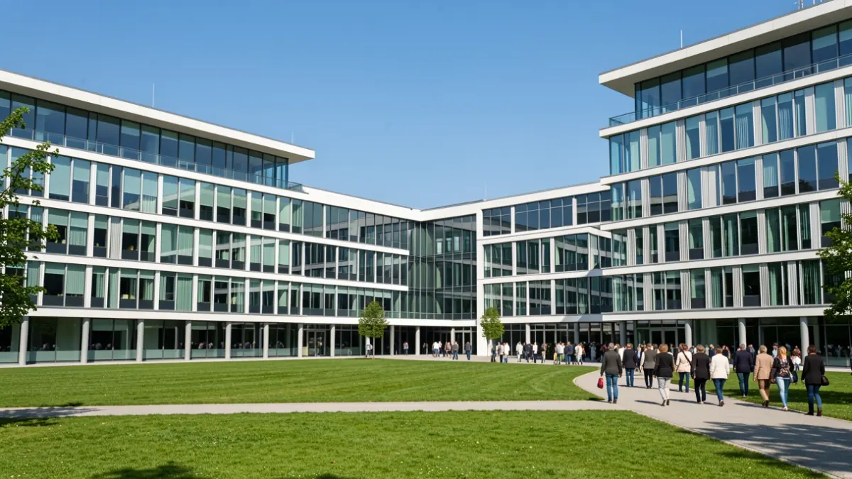 Imagem genérica de um campus universitário moderno em Portugal.