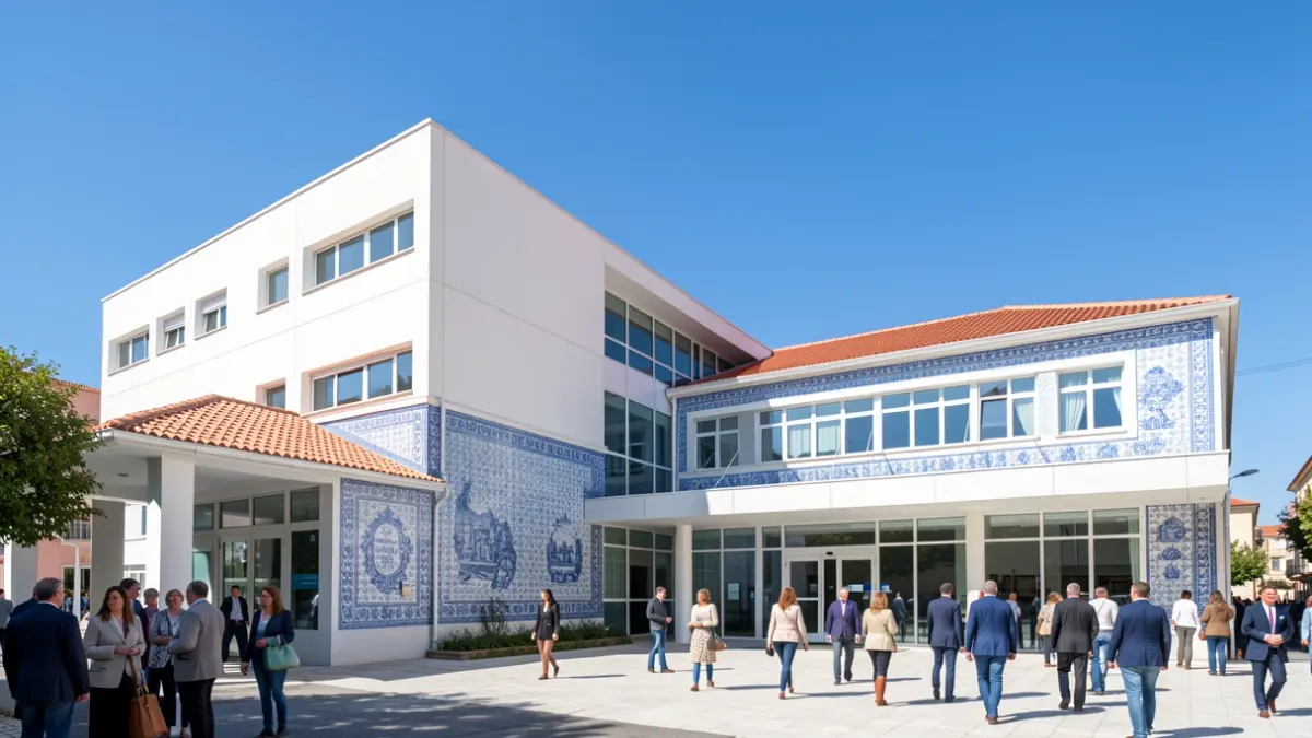 Imagen genérica de una unidad de salud moderna con una nueva ala, en Portugal.