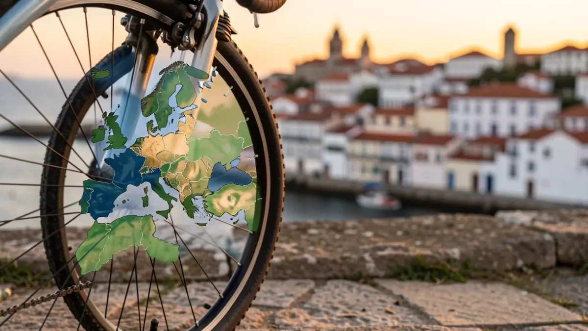 Symbolic image of a bicycle pedaling from Viana do Castelo to Turkey for COP31, promoting cycling and climate protection.