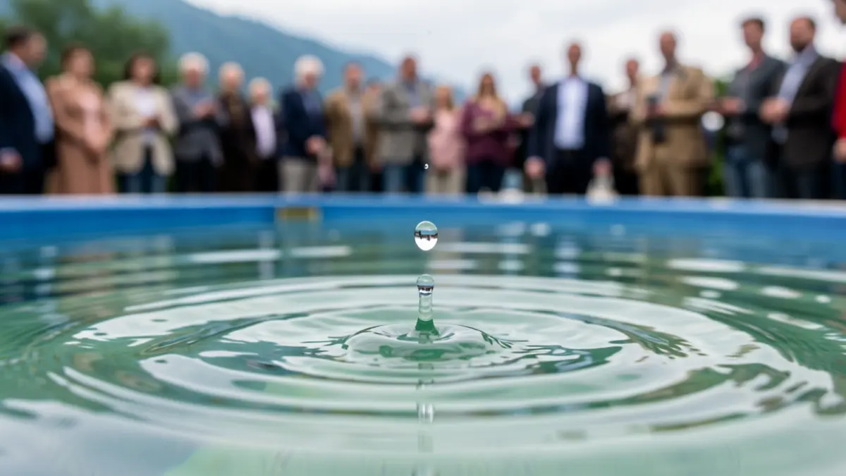 Imagen genérica de una gota de agua cayendo en agua clara, con ondas expandiéndose.