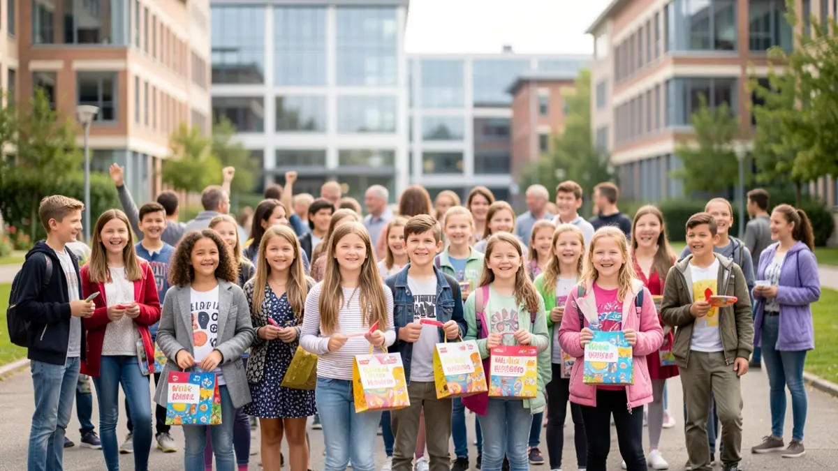 Imagem genérica de um grupo de estudantes universitários a celebrar o início do ano letivo.