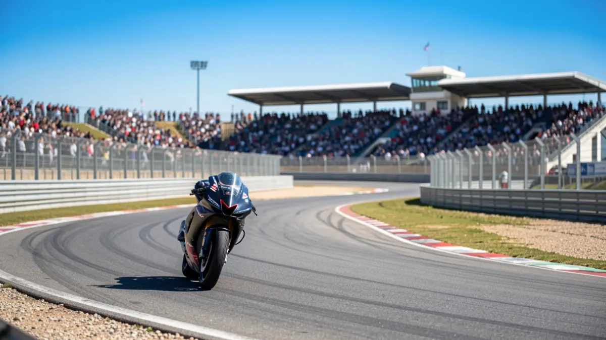 Imagen genérica de una pista de carreras de motos vacía en el Circuito de Estoril, Portugal.